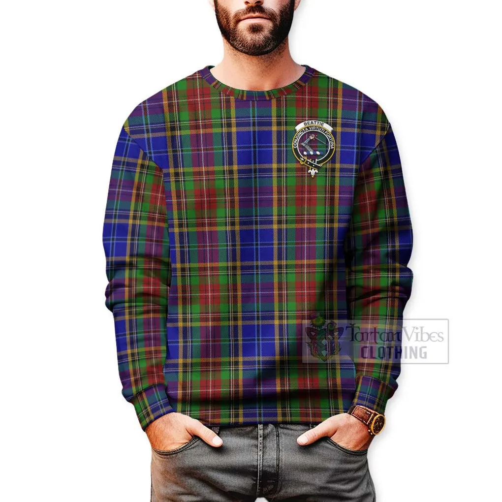 Beattie (Beatty) Tartan Sweatshirt with Family Crest Celtic Skull Style