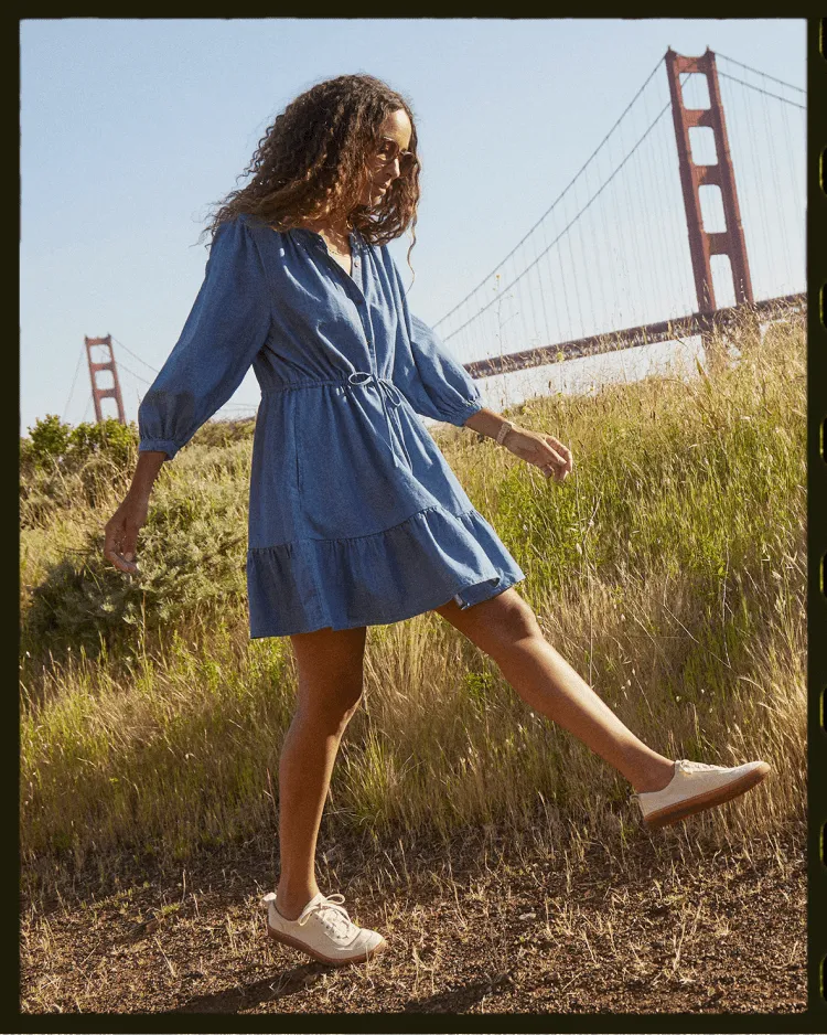 Becca Tiered Chambray Mini Dress