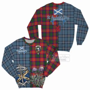 Belshes (Belsches) Tartan Sweatshirt Happy St. Andrew's Day Half Tartan Style