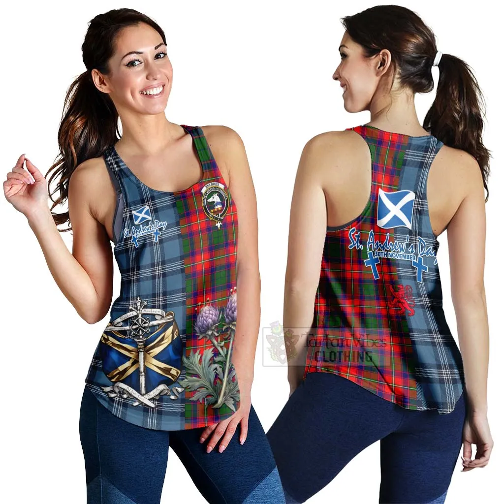 Belshes (Belsches) Tartan Women's Racerback Tanks Happy St. Andrew's Day Half Tartan Style