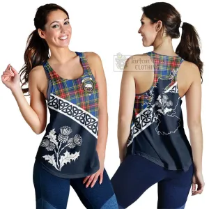 Bethune Tartan Women's Racerback Tanks Featuring Thistle and Scotland Map