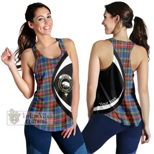 Bethune Tartan Women's Racerback Tanks with Family Crest Circle Style