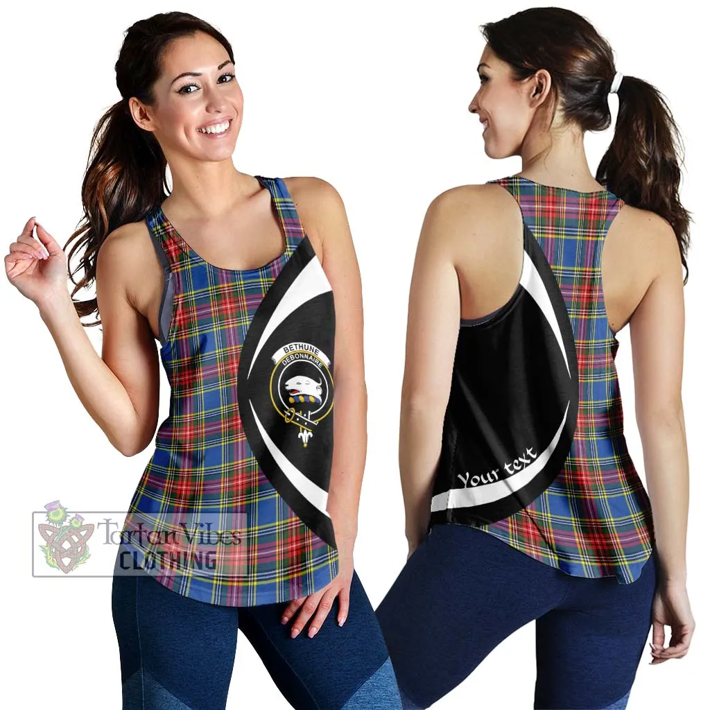 Bethune Tartan Women's Racerback Tanks with Family Crest Circle Style