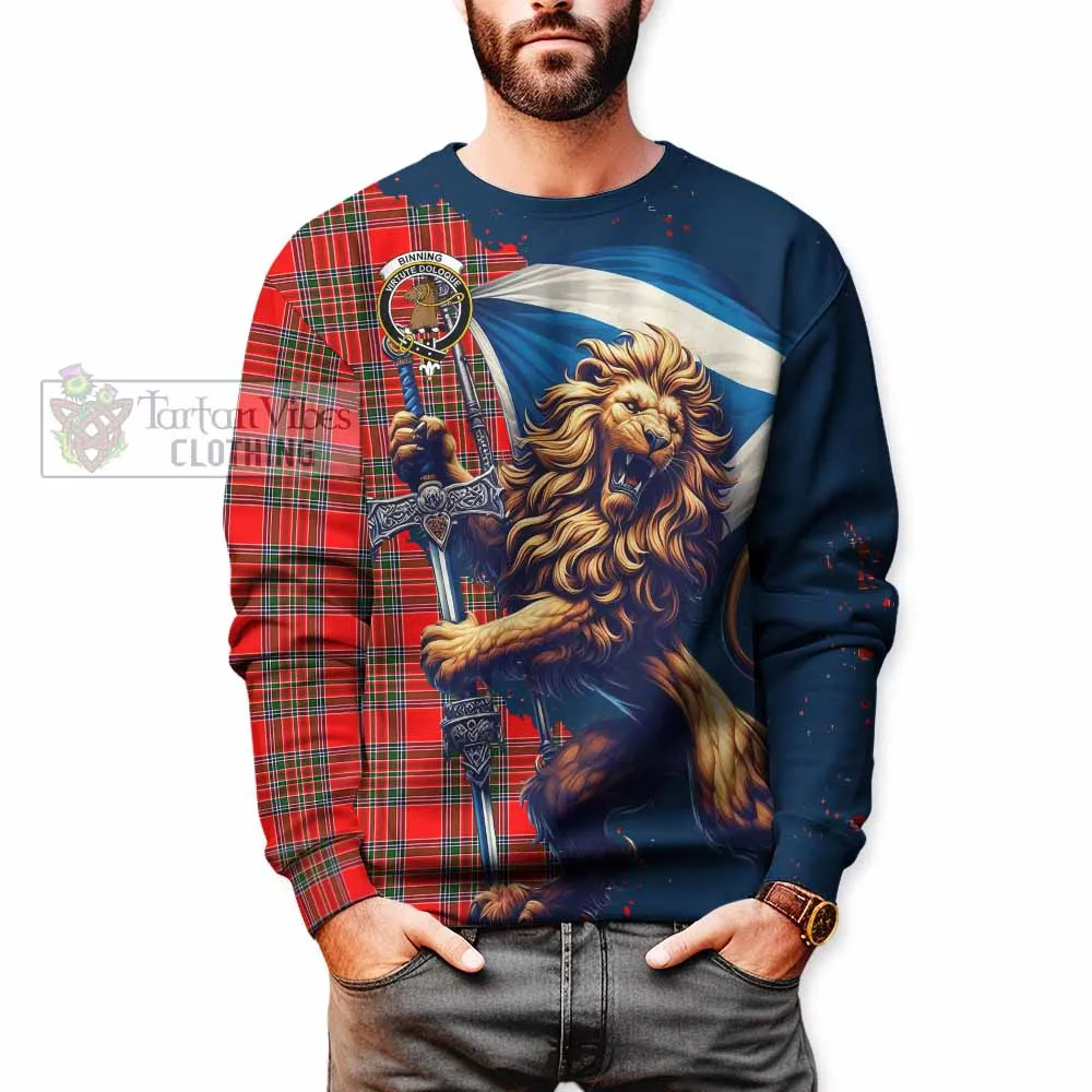 Binning Tartan Family Crest Sweatshirt with Scottish Majestic Lion