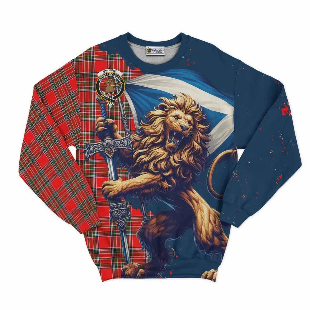 Binning Tartan Family Crest Sweatshirt with Scottish Majestic Lion