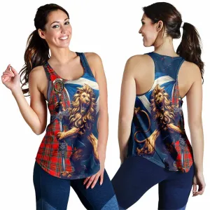 Binning Tartan Family Crest Women's Racerback Tanks with Scottish Majestic Lion