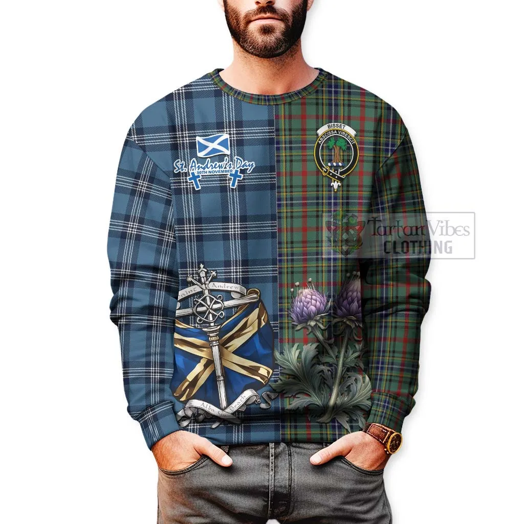 Bisset Tartan Sweatshirt Happy St. Andrew's Day Half Tartan Style