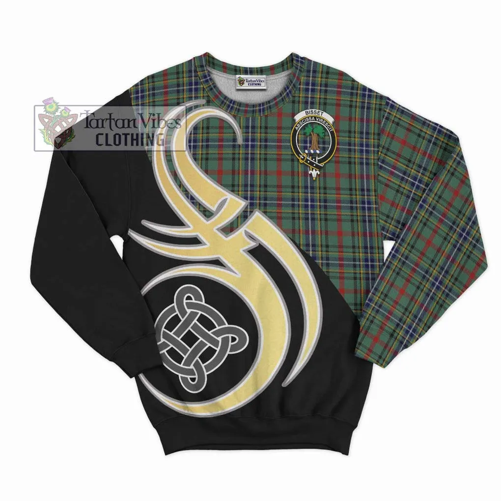 Bisset Tartan Sweatshirt with Family Crest and Celtic Symbol Style