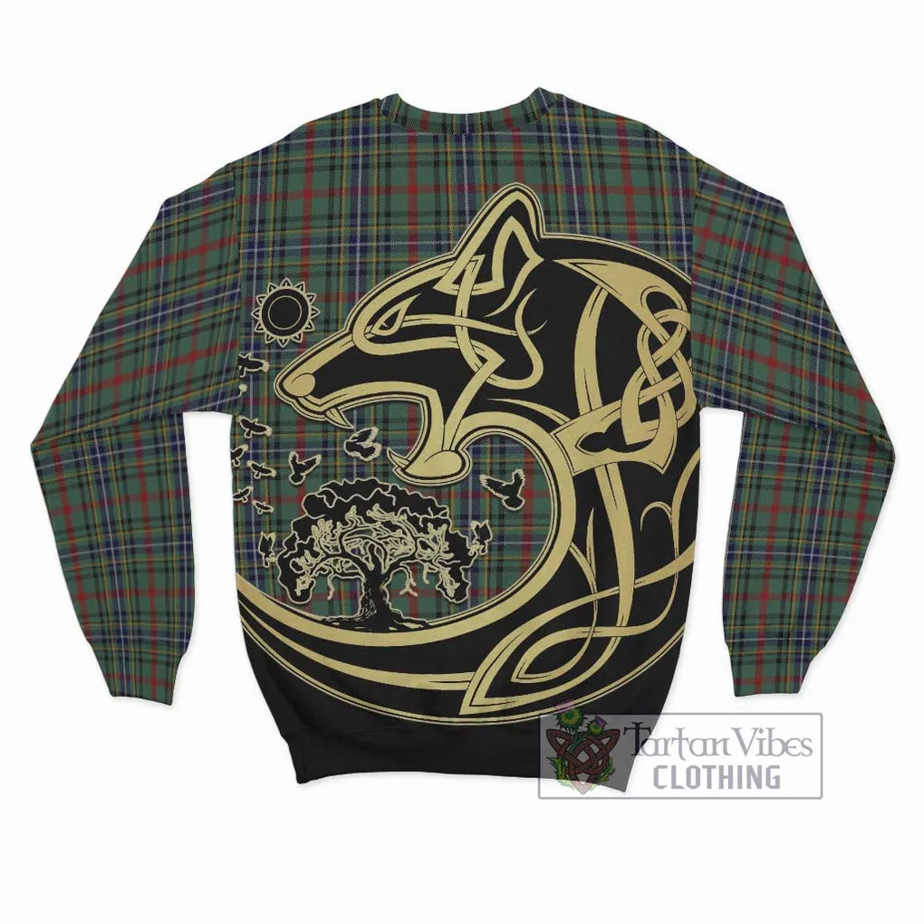 Bisset Tartan Sweatshirt with Family Crest Celtic Wolf Style