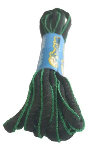 Black and Green Oval Running Shoe Shoelaces - 6mm wide