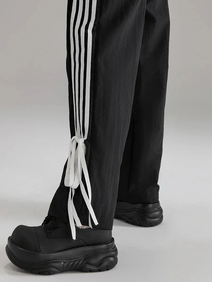 Black Elastic Striped Jogger Sports Pants