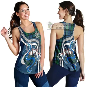 Black Watch Ancient Tartan Women's Racerback Tanks with Epic Bagpipe Style