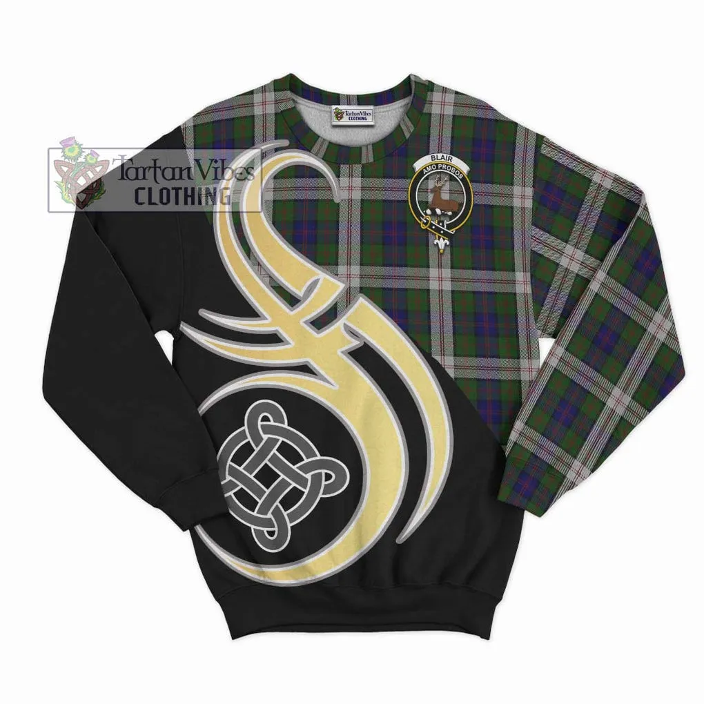 Blair Dress Tartan Sweatshirt with Family Crest and Celtic Symbol Style