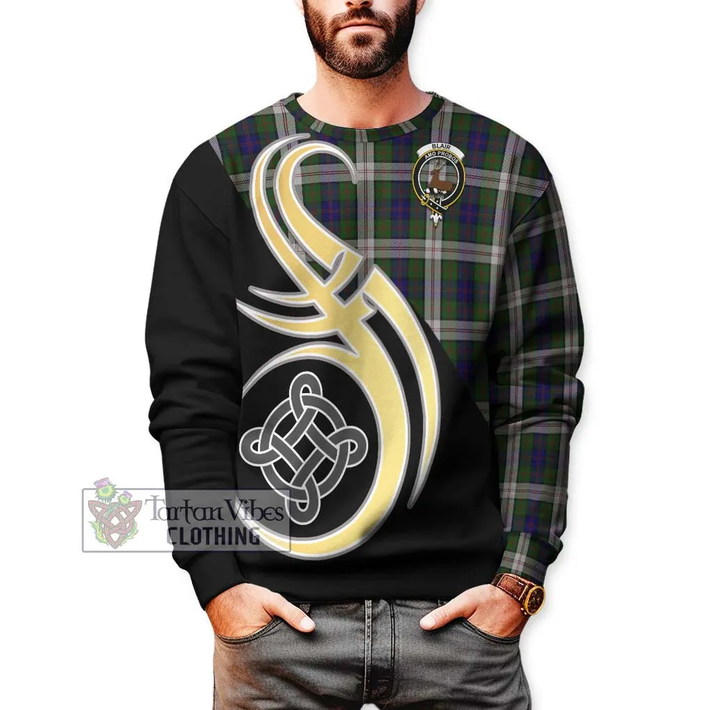 Blair Dress Tartan Sweatshirt with Family Crest and Celtic Symbol Style