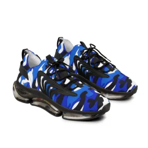 Blue, Grey, Black, White Camouflage Men's Mesh Sneakers