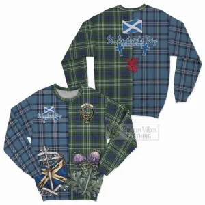 Blyth Tartan Sweatshirt Happy St. Andrew's Day Half Tartan Style