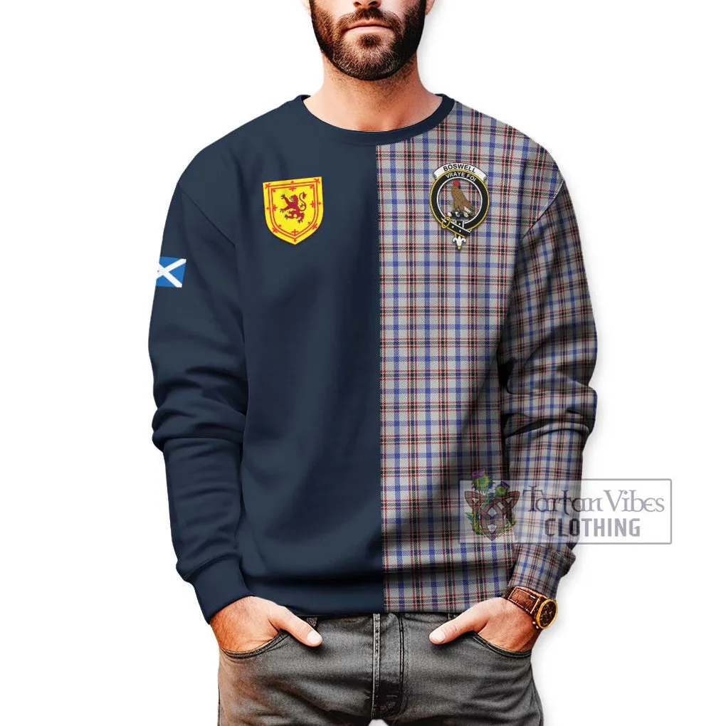 Boswell Tartan Sweatshirt Alba with Scottish Lion Royal Arm Half Style