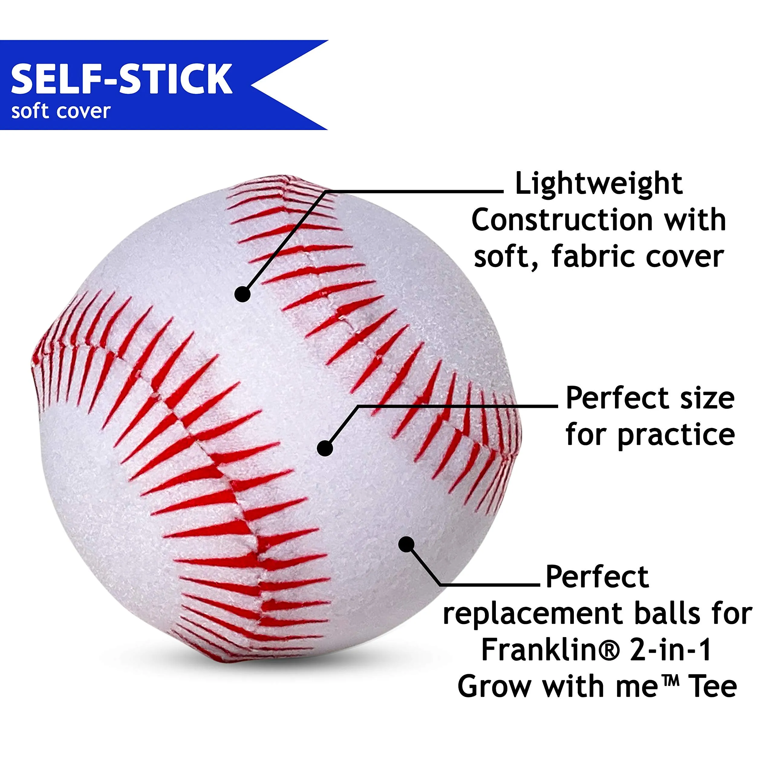 Botabee Kids Replacement T-Ball with Self-Stick Soft Cover | Compatible with Franklin