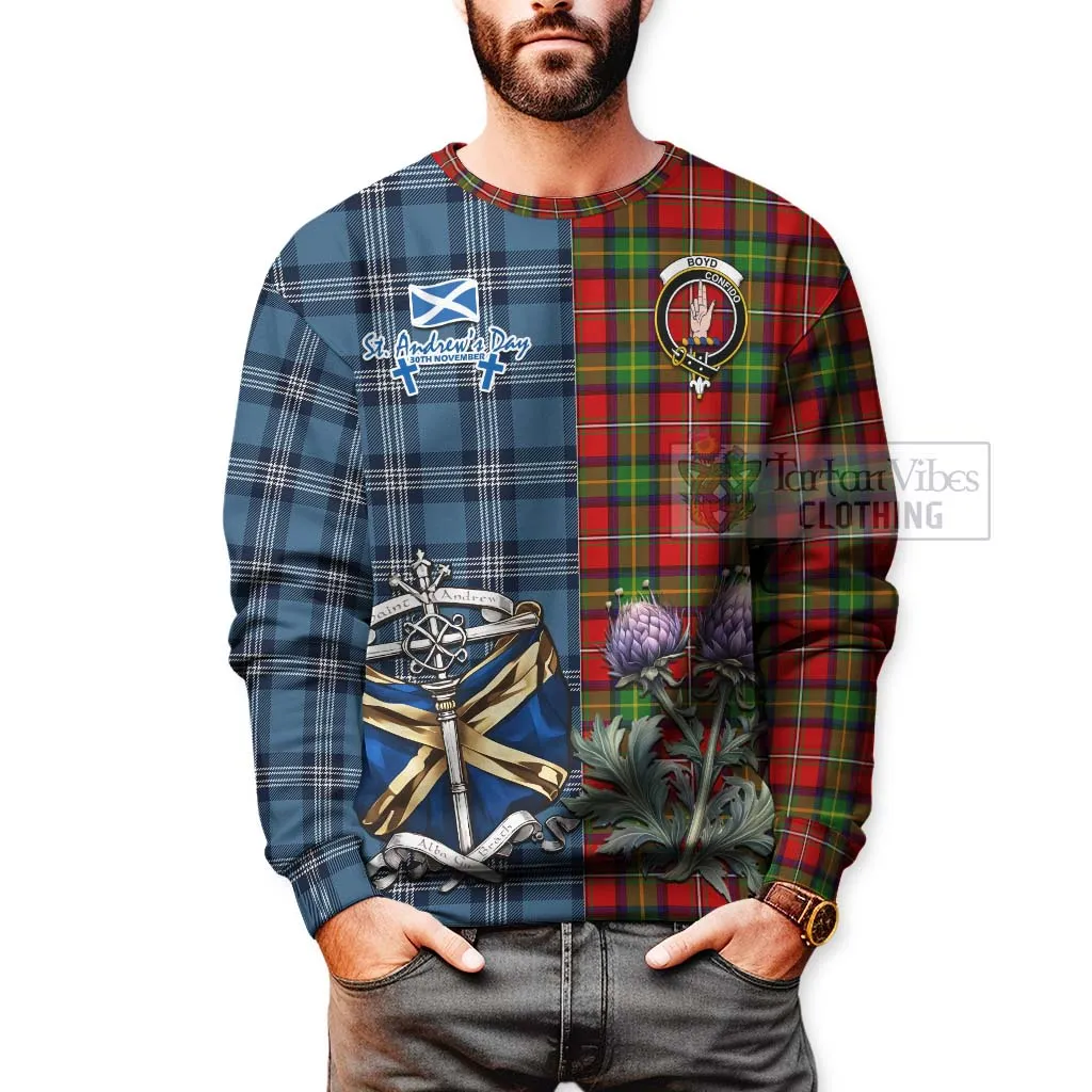 Boyd Tartan Sweatshirt Happy St. Andrew's Day Half Tartan Style