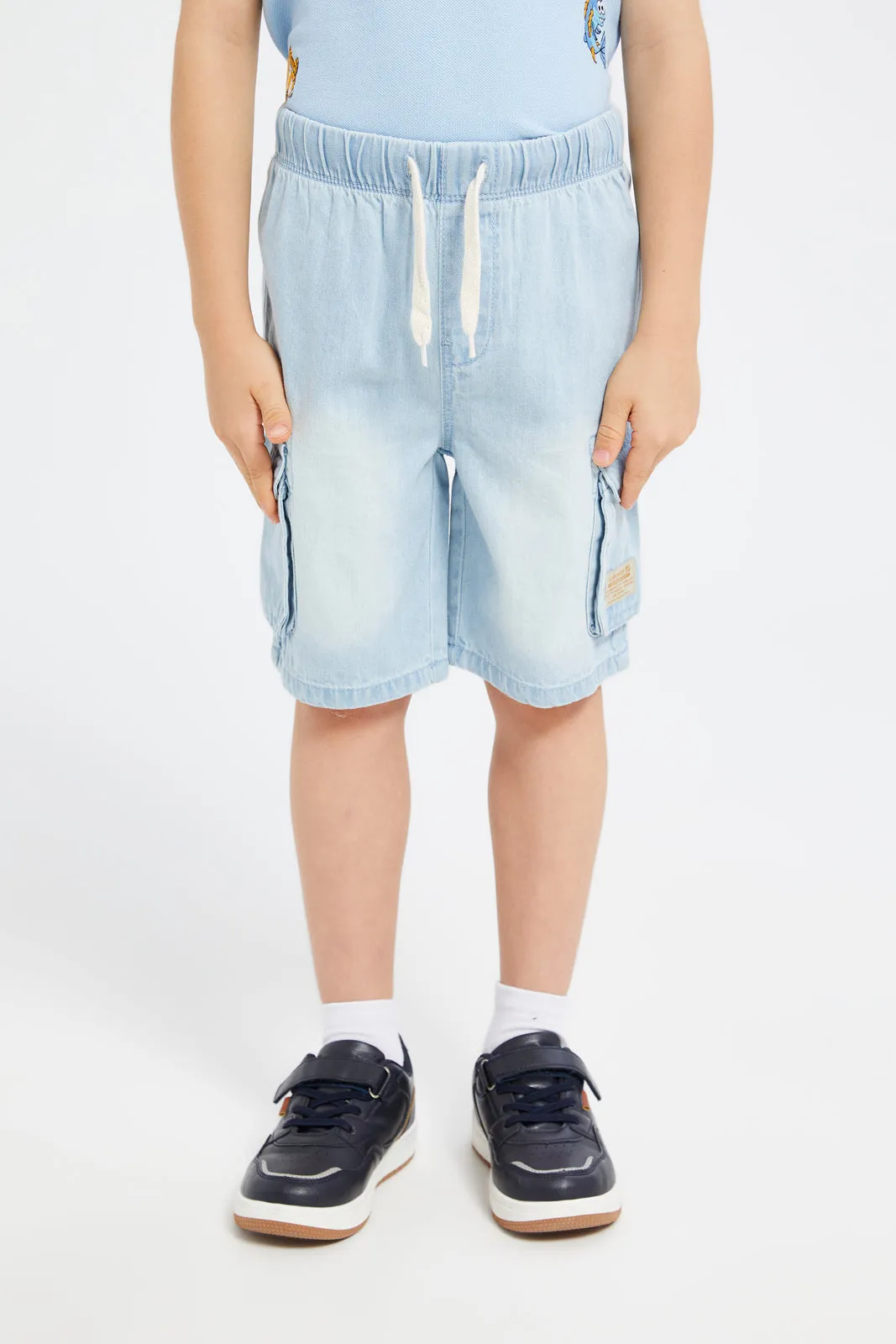 Boys Blue Cargo Pocket Pull On Shorts