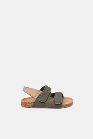 Boys Olive Back Strap Cork Sandals