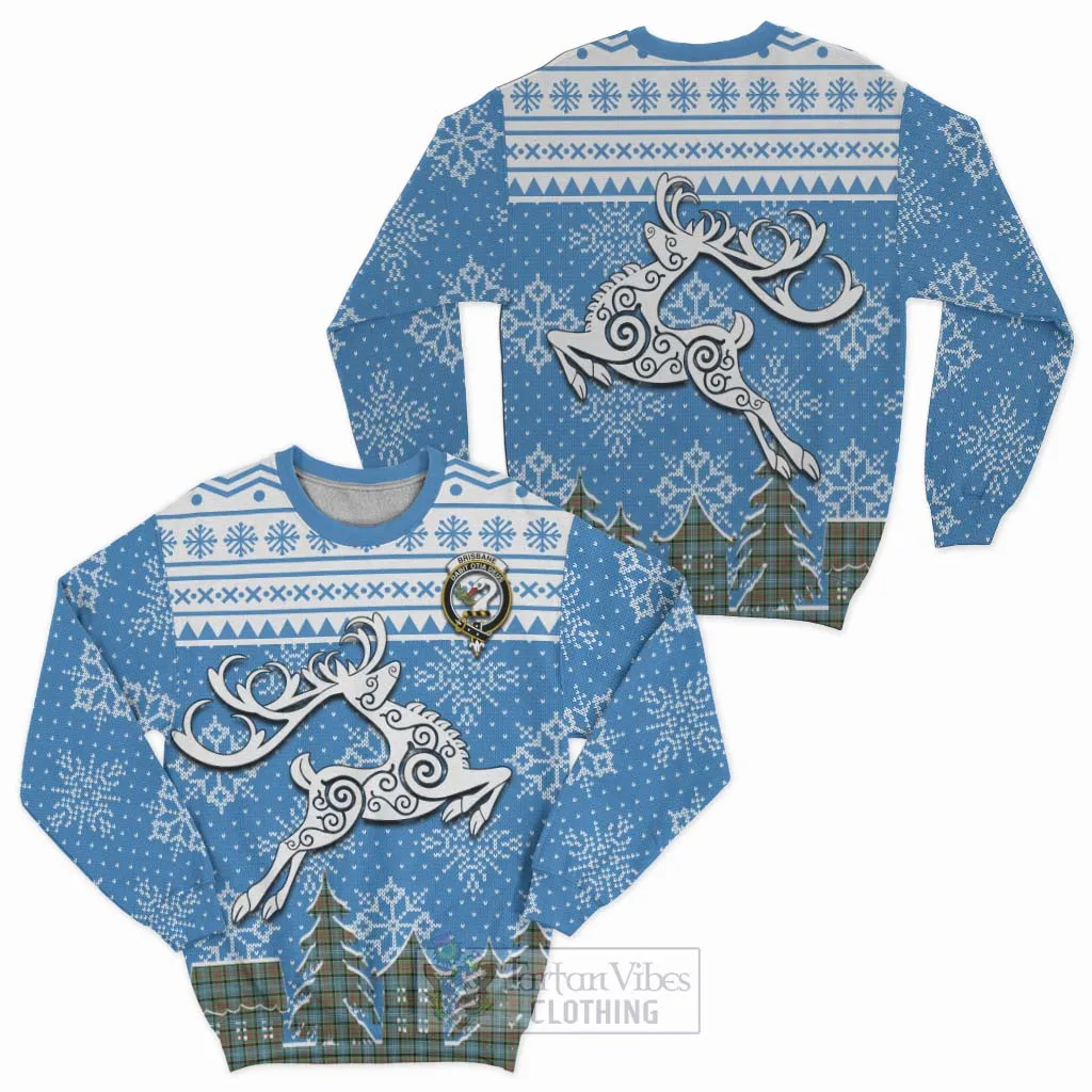 Brisbane Clan Christmas Sweatshirt Celtic Reindeer Style