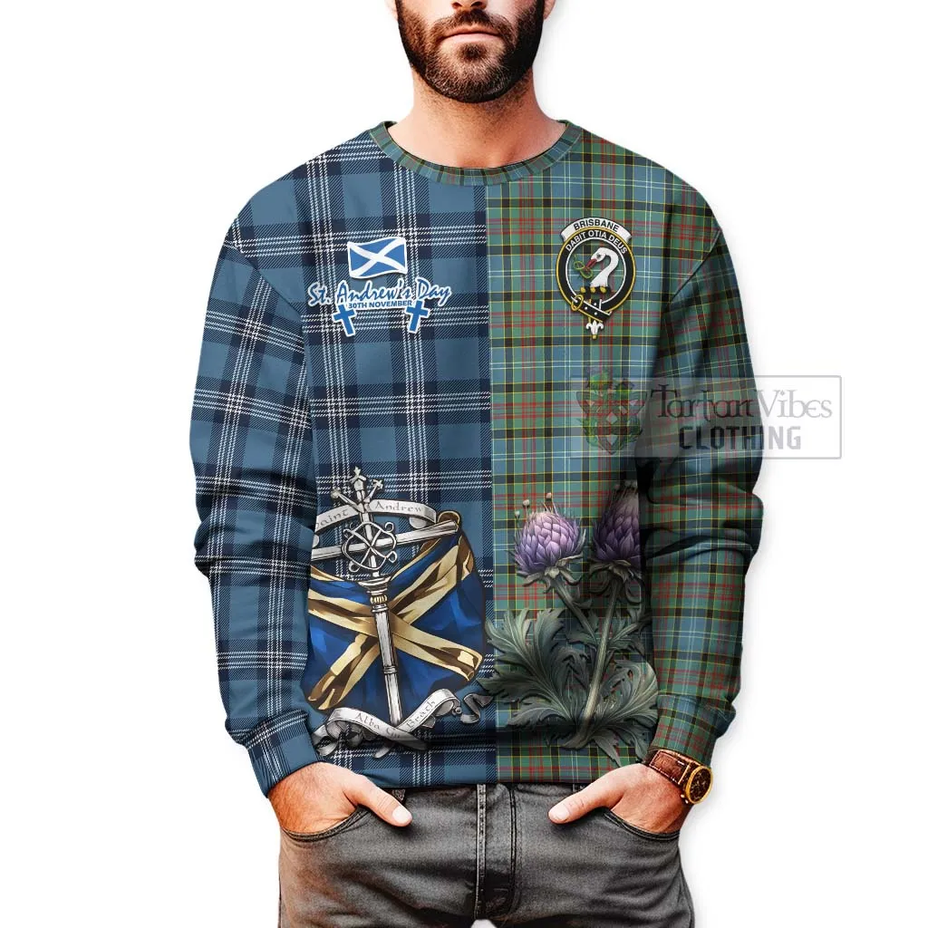 Brisbane Tartan Sweatshirt Happy St. Andrew's Day Half Tartan Style