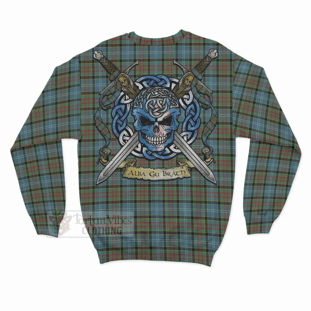 Brisbane Tartan Sweatshirt with Family Crest Celtic Skull Style