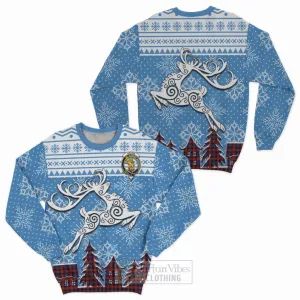 Brown (Broun) Clan Christmas Sweatshirt Celtic Reindeer Style