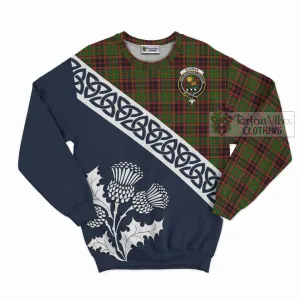 Buchan Tartan Sweatshirt Featuring Thistle and Scotland Map