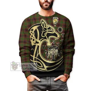 Buchan Tartan Sweatshirt with Family Crest Celtic Wolf Style