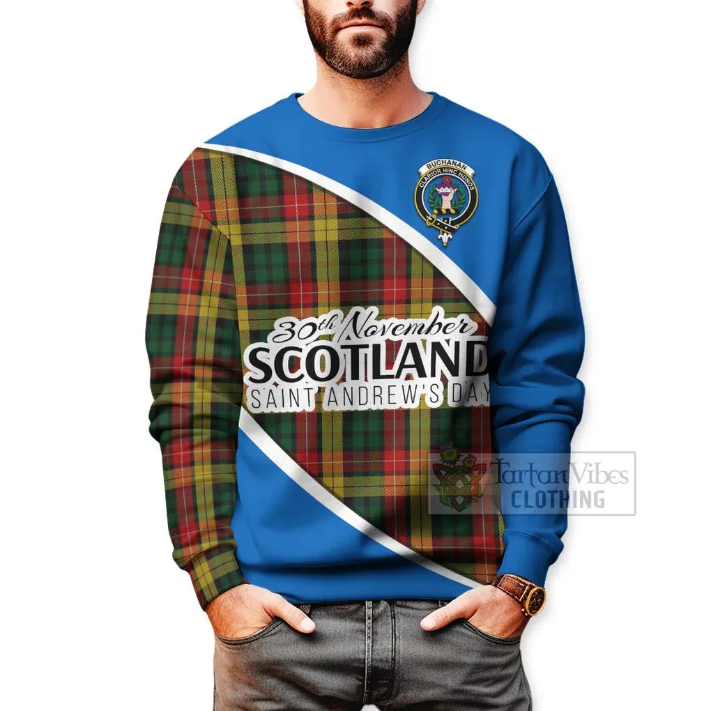 Buchanan Family Crest Tartan Sweatshirt Celebrate Saint Andrew's Day in Style