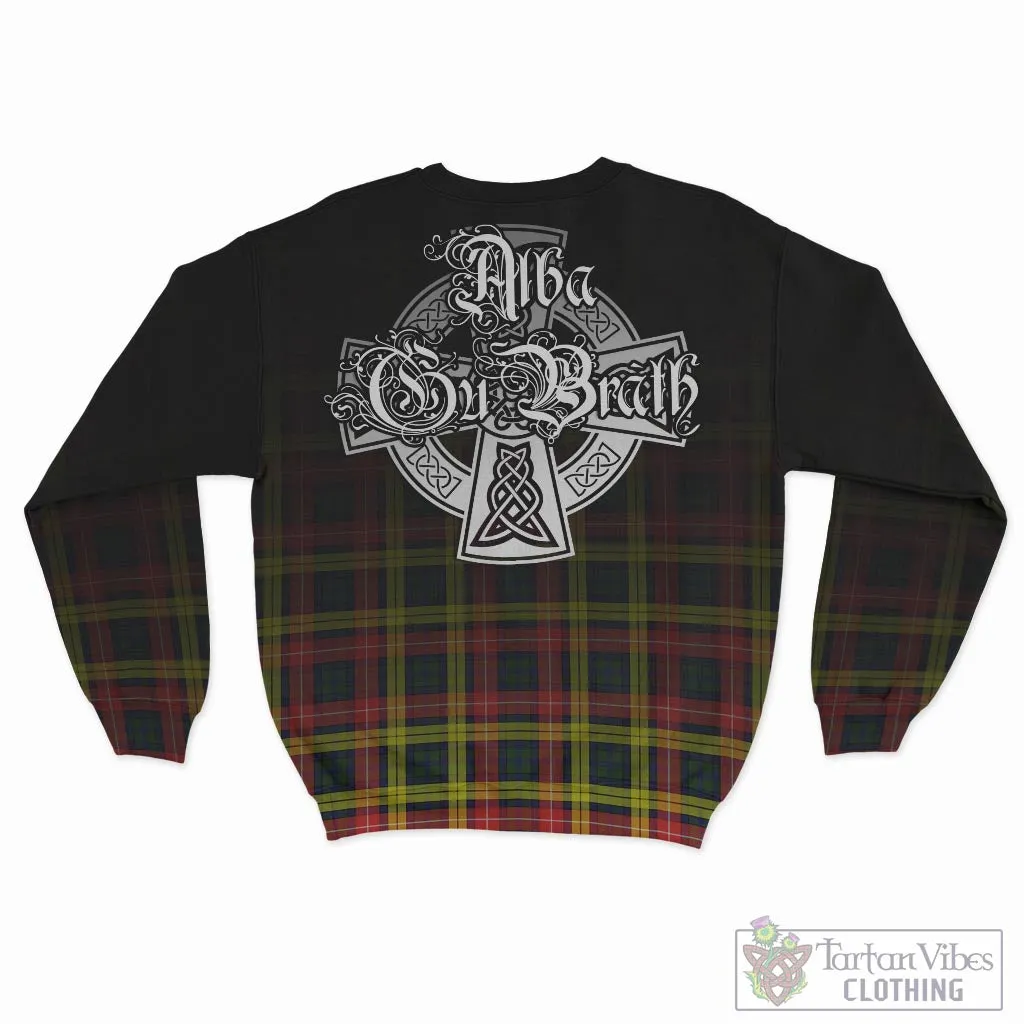 Buchanan Modern Tartan Sweatshirt Featuring Alba Gu Brath Family Crest Celtic Inspired