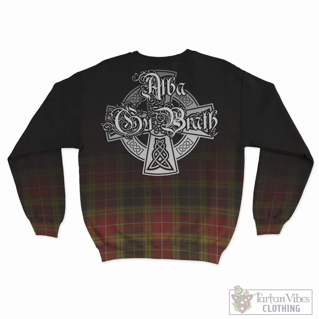 Buchanan Old Set Weathered Tartan Sweatshirt Featuring Alba Gu Brath Family Crest Celtic Inspired