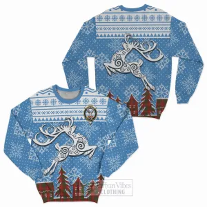 Burns Clan Christmas Sweatshirt Celtic Reindeer Style