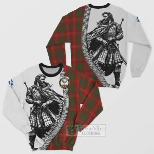 Burns Tartan Clan Crest Sweatshirt with Highlander Warrior Celtic Style