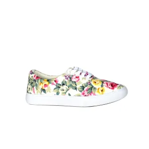 Canvas Shoes - White With Printed Floral