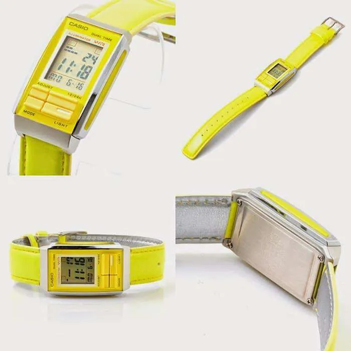 Casio Futurist LA-201WBL-9A Yellow Leather Strap for Women