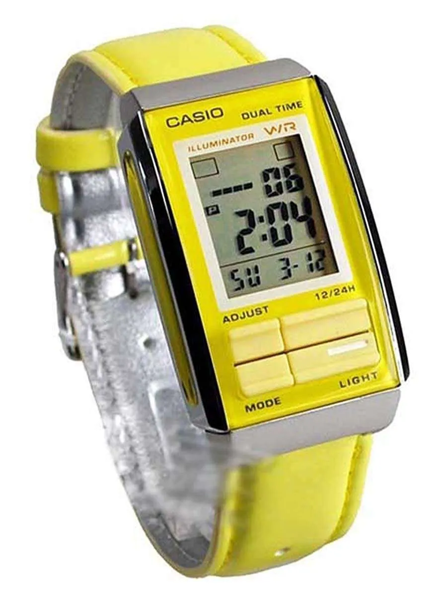 Casio Futurist LA-201WBL-9A Yellow Leather Strap for Women