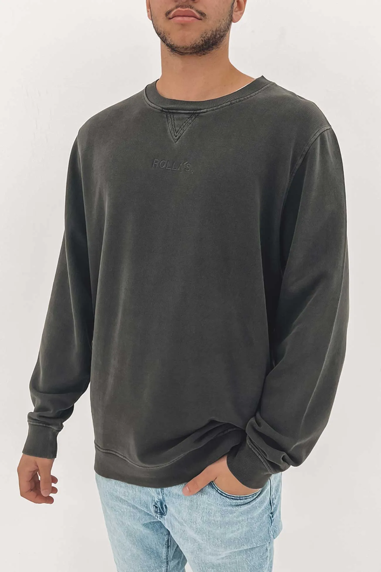 Centre Logo Crew Sweat Washed Black