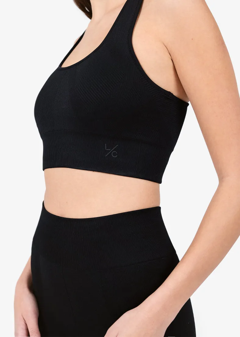 Chevron Seamless Bra Black