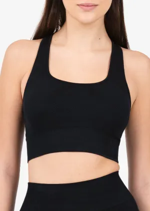 Chevron Seamless Bra Black