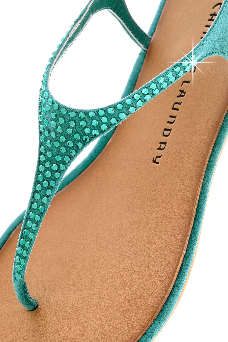 CHINESE LAUNDRY GAME SHOW Teal Crystal T-bar Sandals