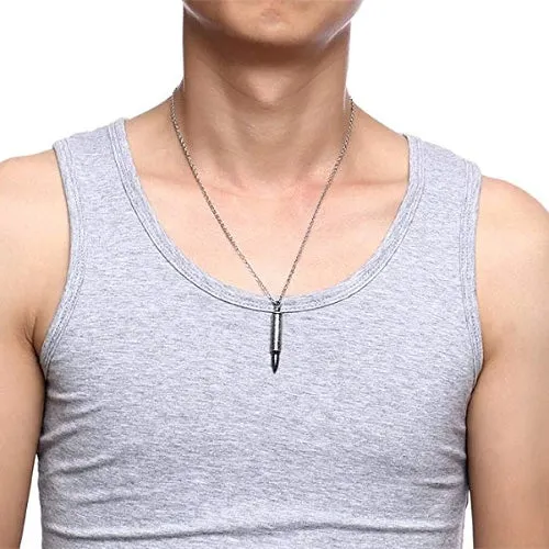 Classy Men Antique Rifle Bullet Pendant Necklace