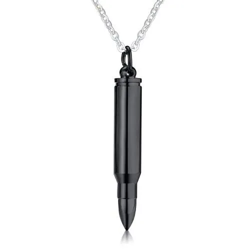 Classy Men Black Rifle Bullet Pendant Necklace