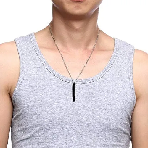 Classy Men Black Rifle Bullet Pendant Necklace