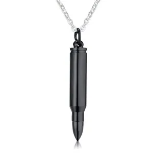 Classy Men Black Rifle Bullet Pendant Necklace