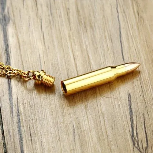 Classy Men Gold Rifle Bullet Pendant Necklace