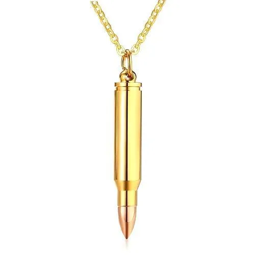 Classy Men Gold Rifle Bullet Pendant Necklace