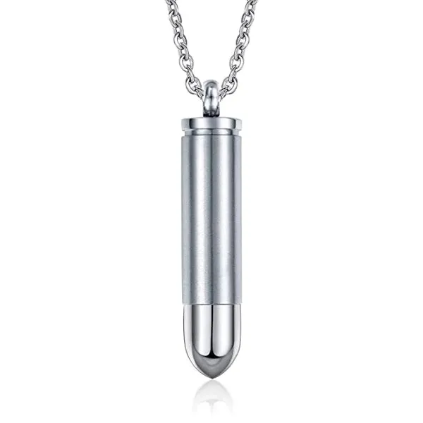 Classy Men Silver Pistol Bullet Pendant Necklace